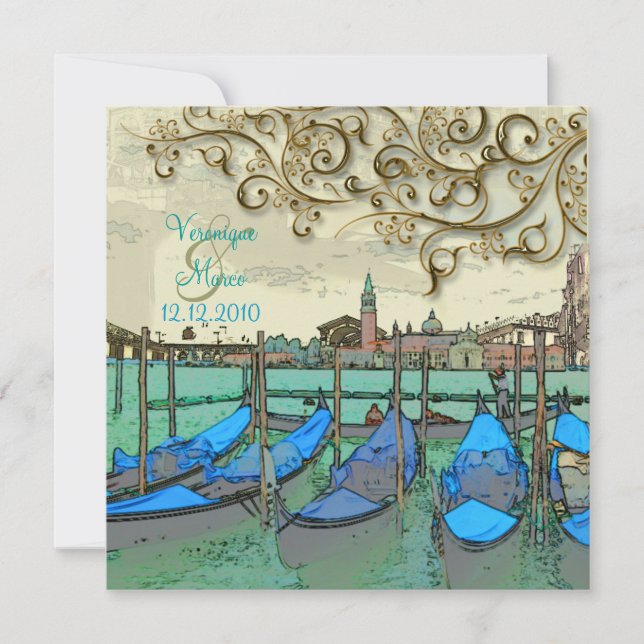 PixDezines Venezia invitaciones de boda/góndolas (Anverso)