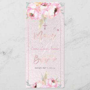 PixDezines Watercolor Peonies Baptême Menú francés