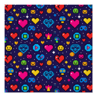 Pixel Art Gaming Aesthetic Room Décor Poster