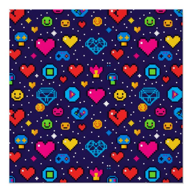 Pixel Art Gaming Aesthetic Room Décor Poster (Anverso)