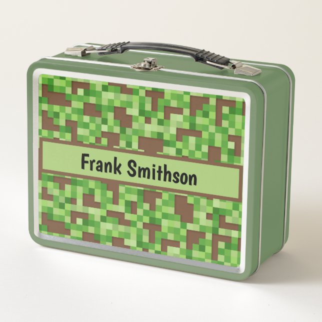 Pixel Camo Gamer Gift Wrap in Green and Brown (Anverso)