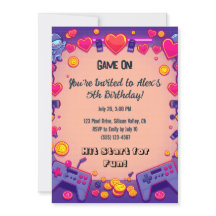 Pixel Fiesta Invitación de cumpleaños Tema Retro G