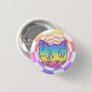 PIXEL KITTY CAT BOTÓN DE LLUVIA PSICODELIC