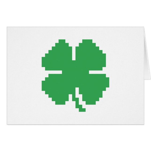 Pixel Lucky Four Leaf Clover de 8 bits (Anverso (Horizontal))