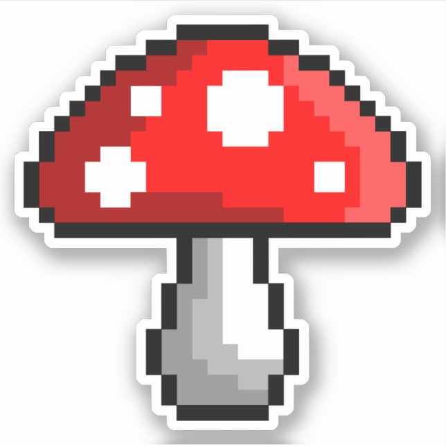 Pixel Mushroom Vinyl Pegatina (Anverso)
