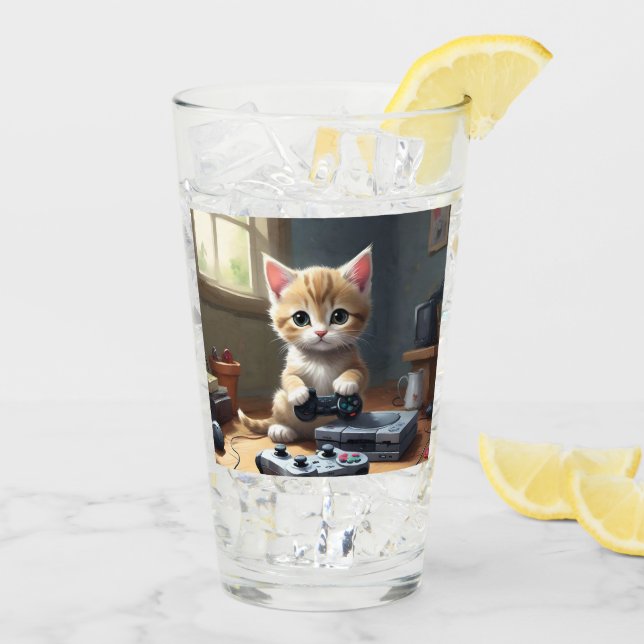 "Pixel Paws: The Gamer Kitten in Action" (Reverso (hielo))