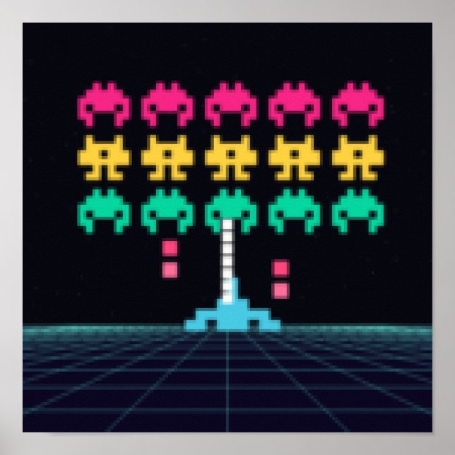 Pixel Space Shooter - Arte de Pared de Arcade Retr (Frente)