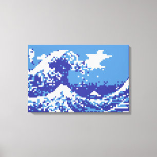 Pixel Tsunami Azul Arte de Pixel de 8 Bits
