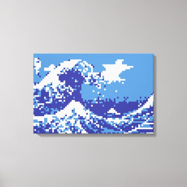 Pixel Tsunami Azul Arte de Pixel de 8 Bits (Anverso)