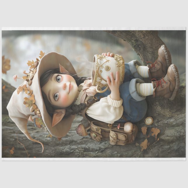 Pixie Beige Gorra Espejo frente a papel de tejido  (Anverso)