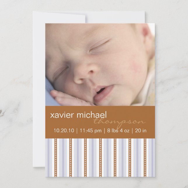 Pixie Blue Stripe Baby Boy Foto Invitación (Anverso)