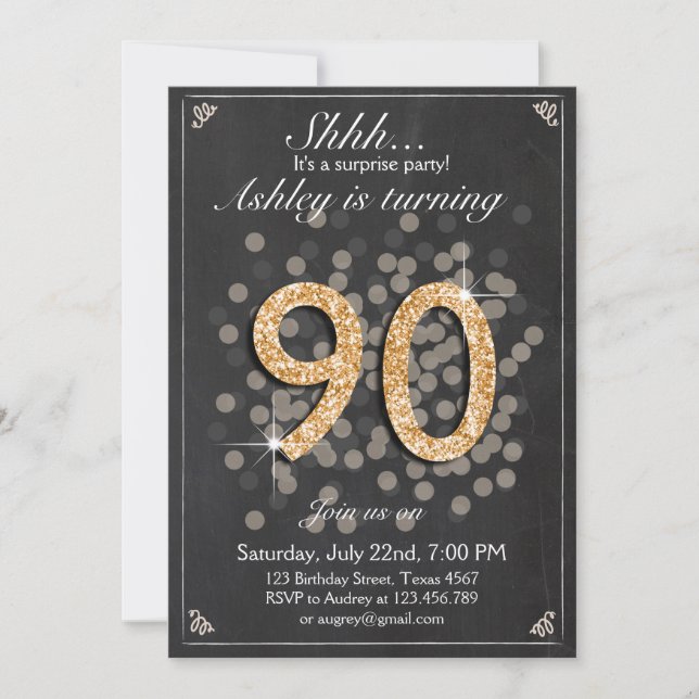 Pizarra 90 rústicos de la invitación del (Anverso)