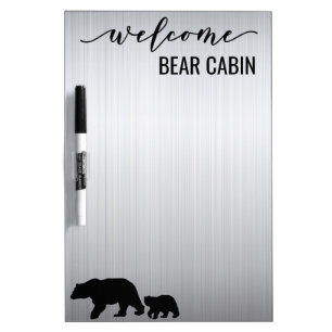 Pizarra Blanca Acero inoxidable look Bear Woodland Cabina Hogar