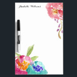 Pizarra Blanca Acuarela de jardín personalizada<br><div class="desc">Bonito y elegante ilustracion floral acuático pintado a mano.</div>