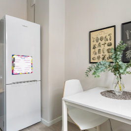 Pizarra Blanca Borde azul púrpura amarillo abstracto