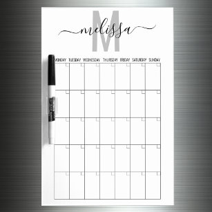 Pizarra Blanca Calendario de planeación de monograma en blanco