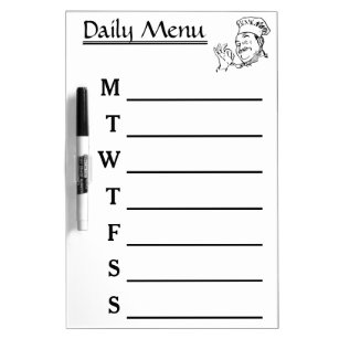 Pizarra Blanca Calendario semanal del menú del menú diario del