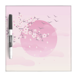 Pizarra Blanca El florecimiento del cerezo en japonés, el rosa