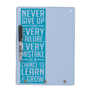 Pizarra Blanca Nunca renunciar al panel de mensajes motivador