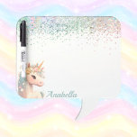 Pizarra Blanca Pastel Purpurina Floral Baby Unicorn<br><div class="desc">Pastel Purpurina Floral Baby Unicorn Board,  Nombre personalizado</div>