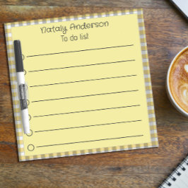 Pizarra Blanca Resumen del patrón de gingham borde amarillo gris