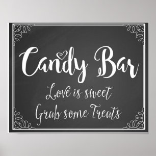 pizarra Candy Bar Love es una impresión de boda du