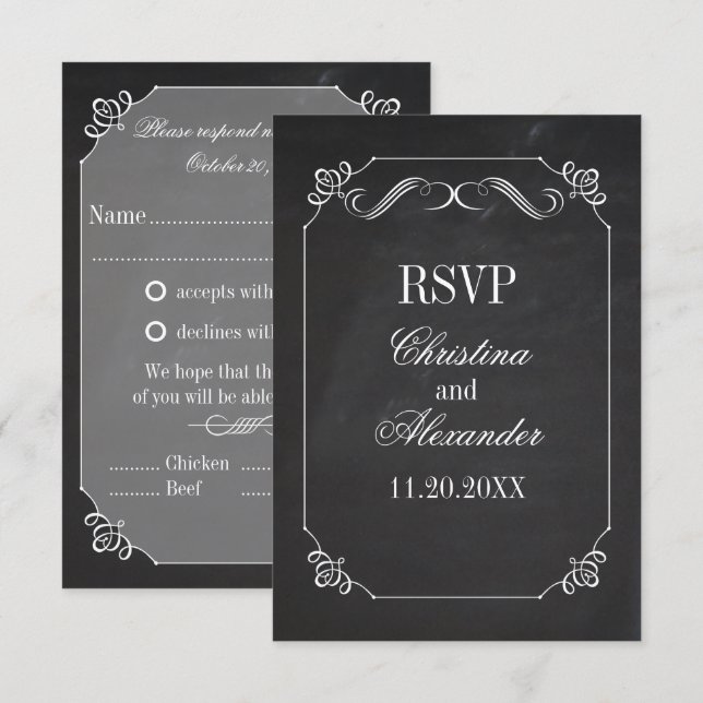 Pizarra con borde ornamental vintage RSVP (Anverso / Reverso)