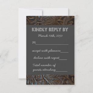 Pizarra De Cuero Trabajado Para RSVP De Boda