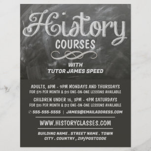 Pizarra de historia, publicidad de cursos de histo