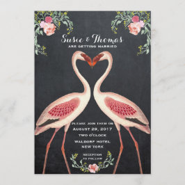 pizarra de invitación a la boda de Flamingo
