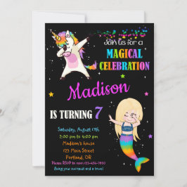 Pizarra de invitación a la sirena y a unicornio