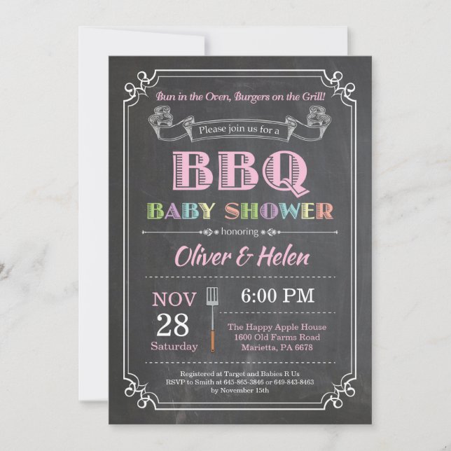 Pizarra de invitación Baby Shower BBQ (Anverso)