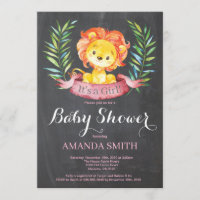 Pizarra de la invitación de Baby Shower del león