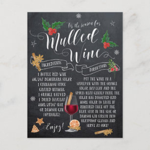 pizarra de postales de navidades de vino mulado