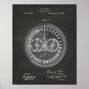 Pizarra del arte de la patente del reloj 1885 del