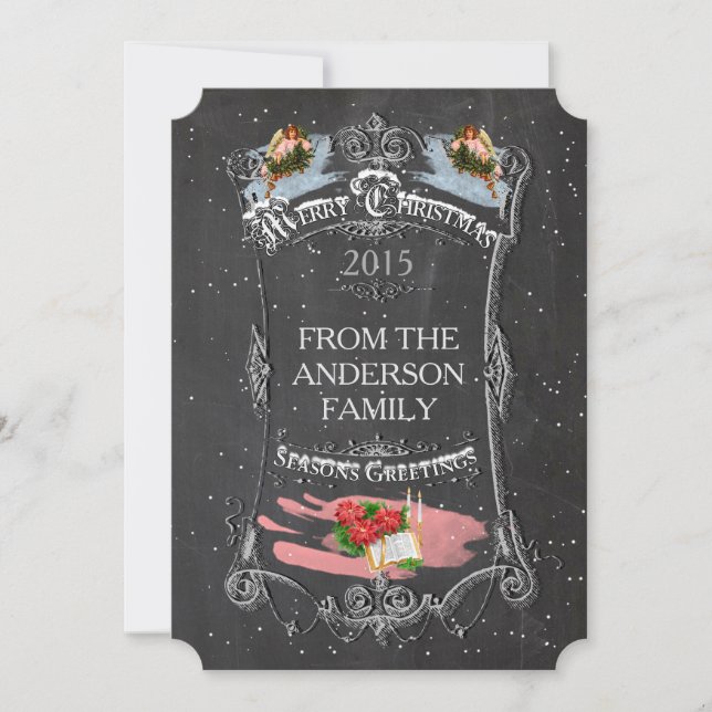 Pizarra del vintage de las Felices Navidad (Anverso)