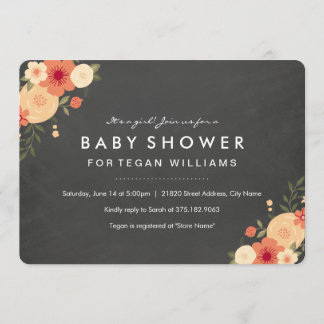 Pizarra floral | Invitación para baby shower