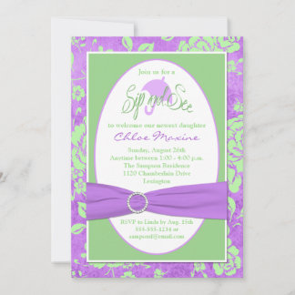 Pizarra morada blanca floral y ver la invitación 2