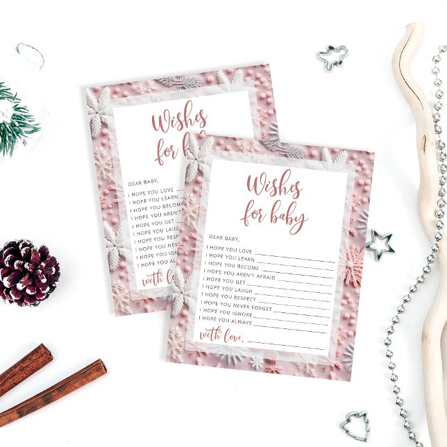 Pizarras de nieve rosa Baby Shower quiere tarjeta  (Subido por el creador)