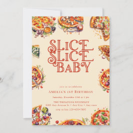 Pizza | Baraja | 1 invitaciones de cumpleaños