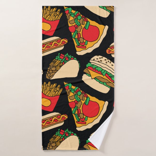 pizza de comida rápida hamburguesa hotdog french p (Toalla de baño)