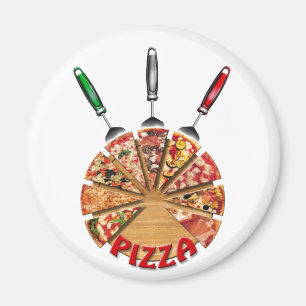 Pizza del imán en la tabla de cortar