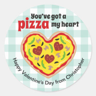 Pizza feliz Pegatina de la ronda de San Valentín p