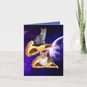 PIZZA GATOS EN EL ESPACIO TARJETAS DE CUMPLEAÑOS C