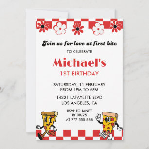 Pizza Invitaciones de cumpleaños 1ª  Fiesta de amo