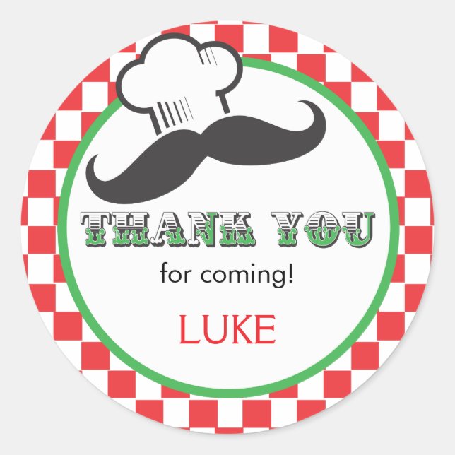 Pizza Party Favor Pegatina (Anverso)