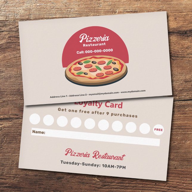 Pizza Pepperoni - Pizzeria Restaurante Tarjeta de  (Pepperoni Pizza - Pizzeria Restaurant Loyalty Card)