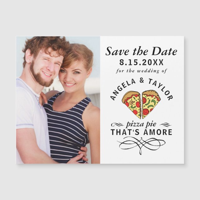 Pizza Pie Amore Photo Wedding Salven la fecha imán (Anverso)