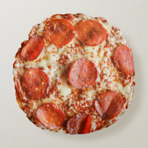 Pizza queso pepperoni novedad cojín redondo