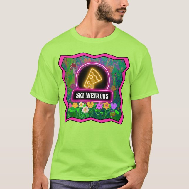Pizza Ski Weirdos Camiseta Frontal Rosa (Anverso)